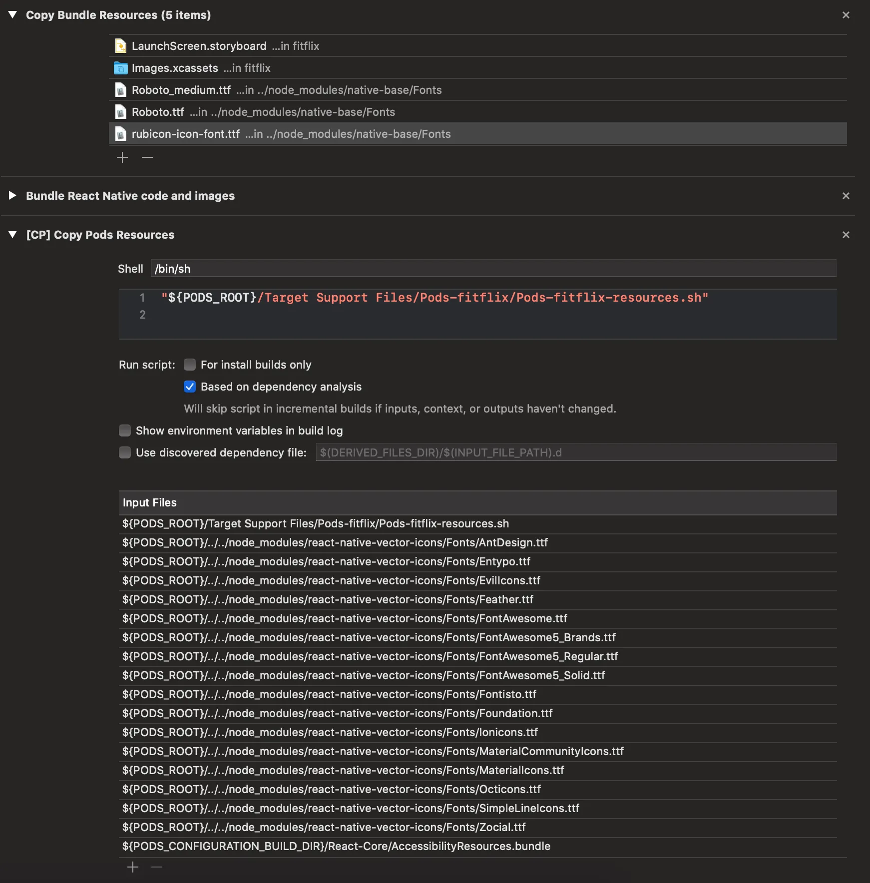 Copy Bundle Resources & [CP] Copy Pods Resources